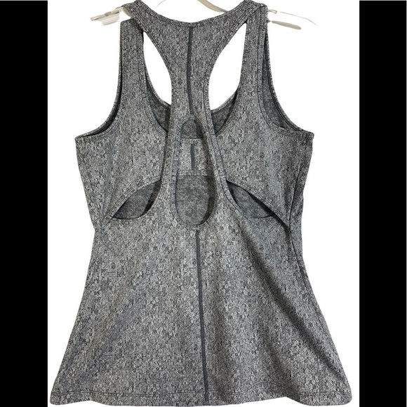 🌸2/$25 Gymshark Grey Charcoal Fleur Texture Heather Double Strap Fitted Tank - Picture 4 of 6